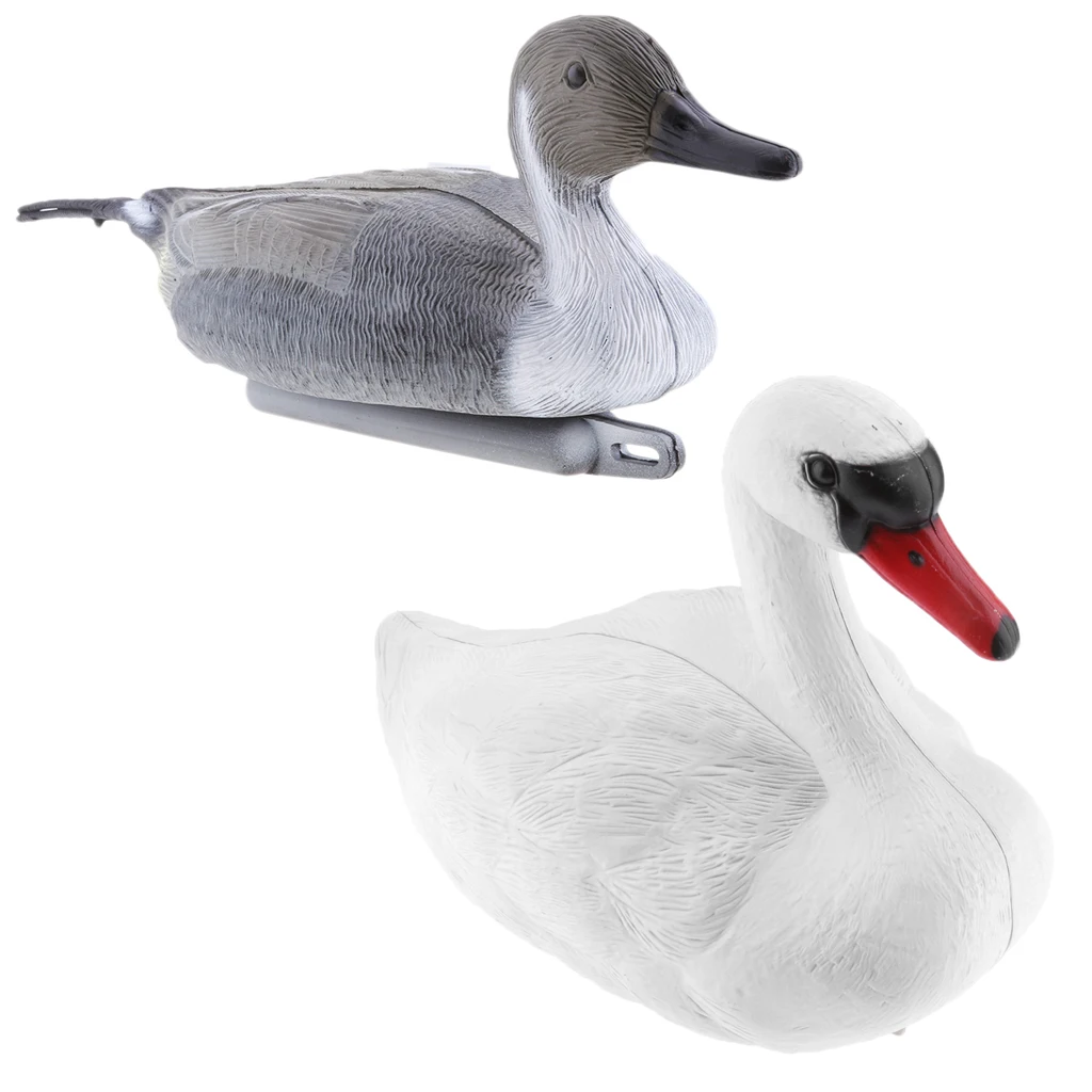2x Realistic Swan and Duck Hunting Decoy Lifelike Floating Duck Garden Decor for Outdoor Floating Keel Hunting Decoy Fishing Acc