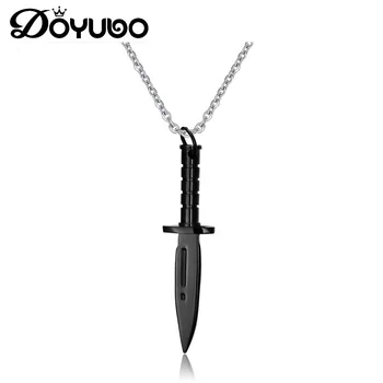 

DOYUBO New Arrival Stainless Steel Dagger Charms Chains For Men Silver/Gold/Black Color High Quality Male Pendant Necklace DC003