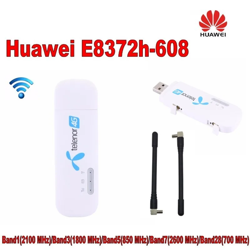 

Lot of 100pcs Unlocked Huawei E8372h-608 HiLink 4G LTE FDD WiFi Dongle Modem with 2pcs 4g antenna