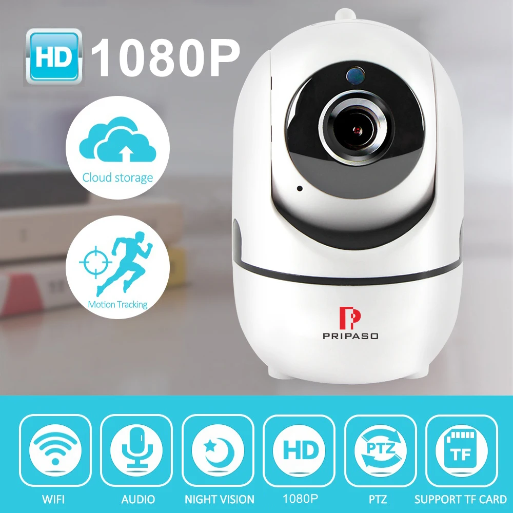 Pripaso 720P 1080P Автоматическая отслеживающая Беспроводная ip-камера 2.0MP облачный Детский Монитор сетевая камера с WiFi CCTV мини-камера наблюдения