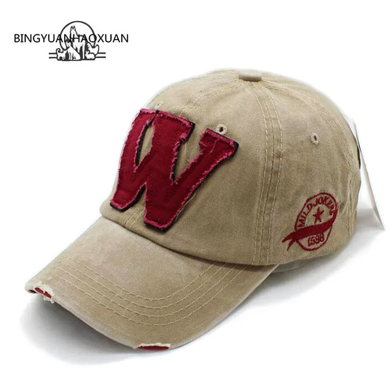BINGYUANHAOXUAN 6 colores lavados Denim Snapback gorras otoño algodón letra W nuevos hombres mujeres gorra de béisbol Sunblock Beisbol Casquette BINGYUANHAOXUAN 6 colores lavados Denim Snapback gorras otoño algodón letra W nuevos hombres mujeres gorra de béisbol Sunblock Beisbol Casquette