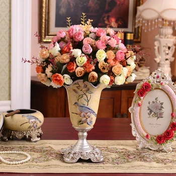 Continental retro decor decoration handicraft flower vase Home Furnishing table flower simulation package decoration Continental retro decor decoration handicraft flower vase Home Furnishing table flower simulation package decoration