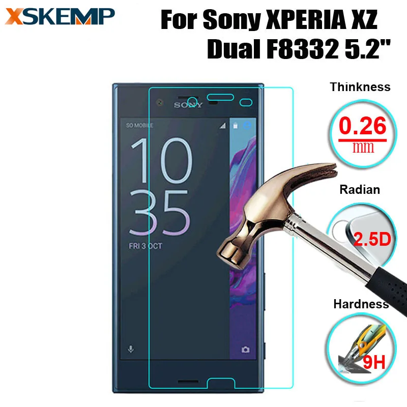 

9H 0.26mm 2.5D Anti-Explosion Screen Protector Tempered Glass For Sony XPERIA XZ Dual F8332 5.2" No Fingerprint Protective Guard