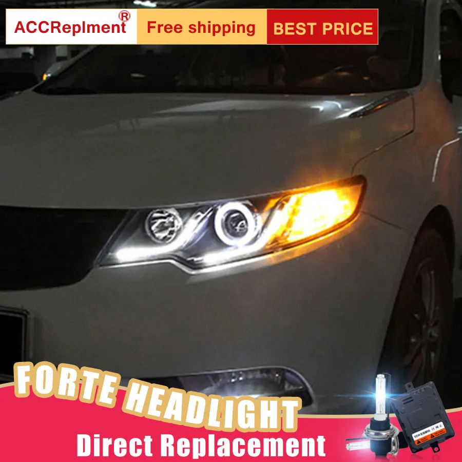 2Pcs LED Headlights For Kia Forte 2011 2014 led car lights Angel eyes