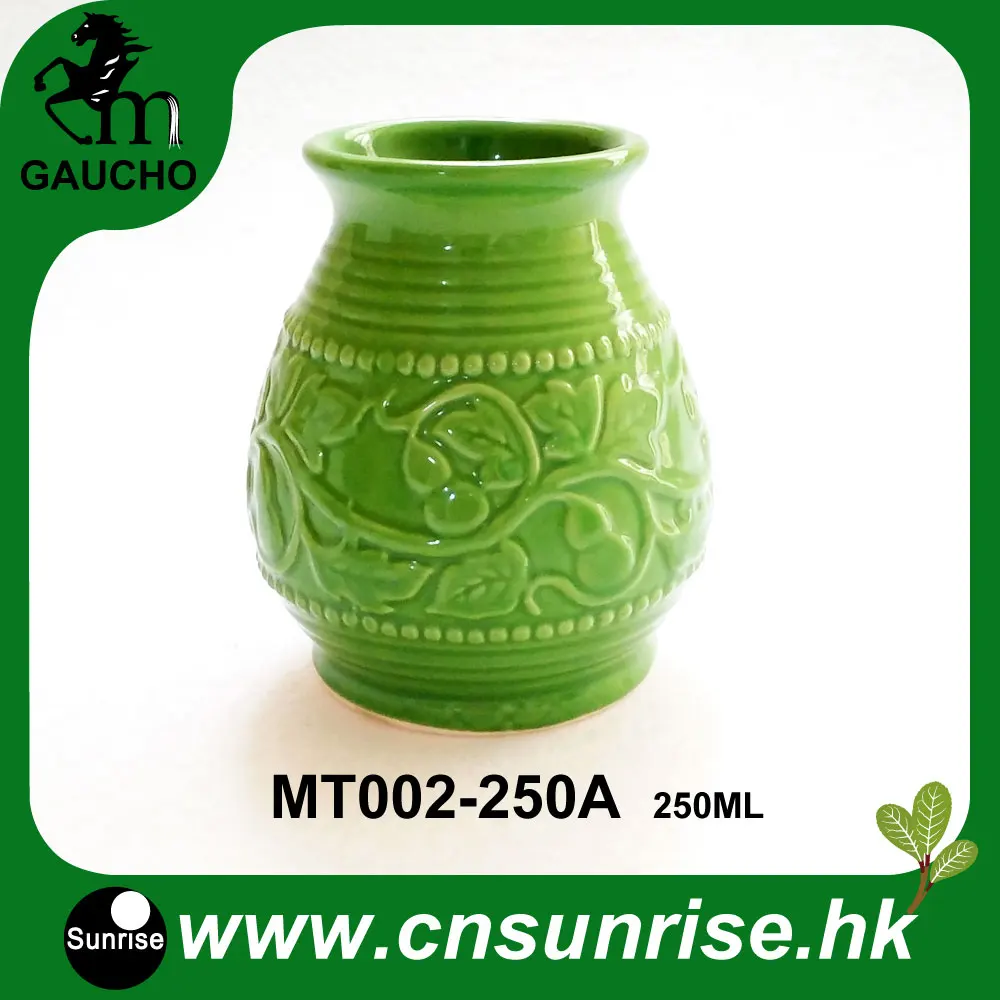 

1Pcs/Lot Delicate Paraguay Yerba Mate Calabaza Ceramic Gourd Cups With Emboss Calabash Pattern Hot sale MT002-250A