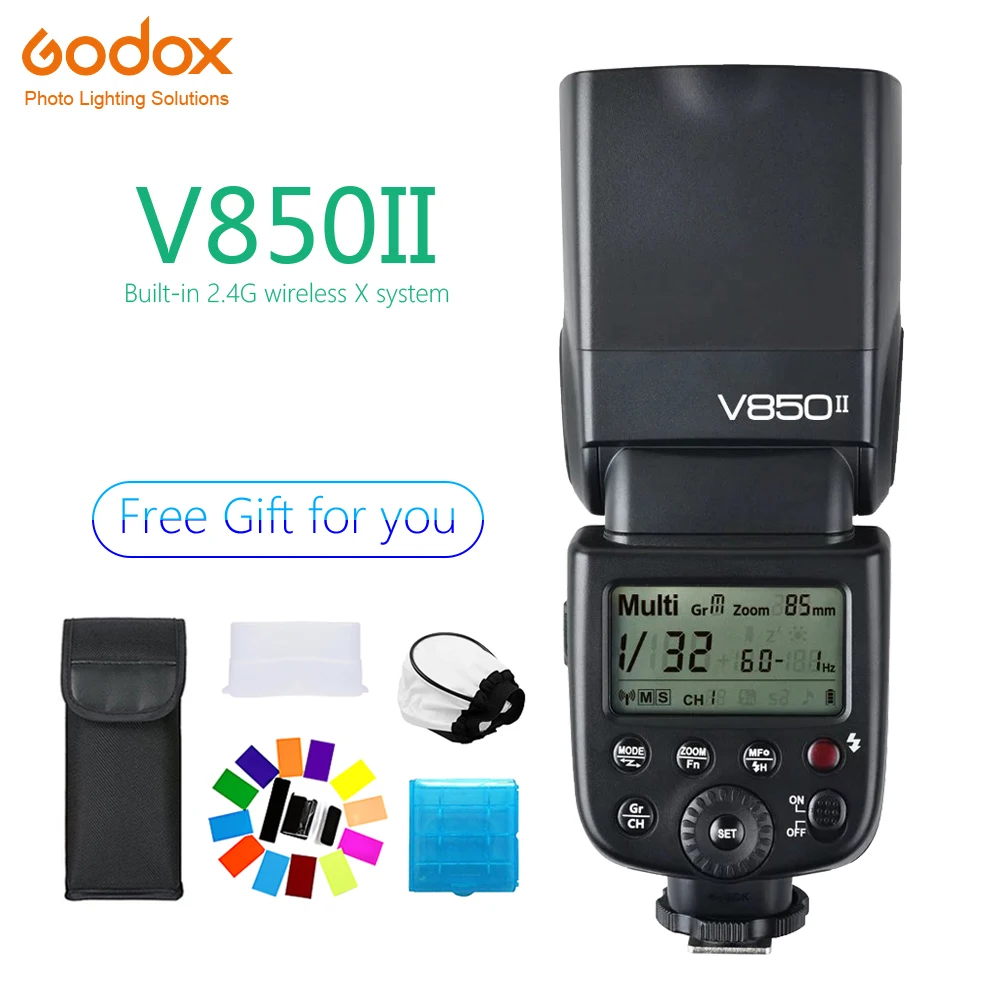 

Godox V850II Speedlite 2.4G GN60 Wireless X System lithium battery flash Speedlite for Canon Nikon Sony Pentax Olympus