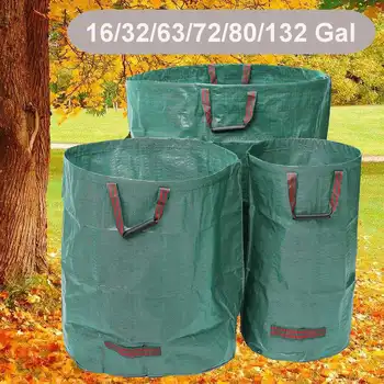 

60-500L Large Capacity Heavy Duty Garden Waste Bag Bins Durable Reusable Waterproof PP Yard Leaf Weeds Grass Container Storage
