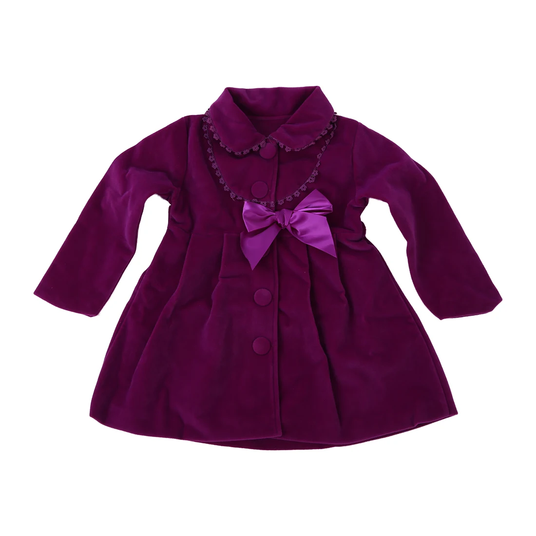 Fashion Girls Kids Long Fleece Wind Trench Coat Jacket Winter Outerwear