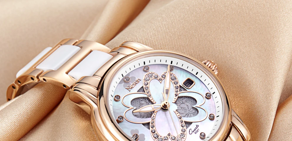 Nesun креативные модные элегантные Брендовые женские наручные часы водонепроницаемые аналоговые кварцевые часы с бриллиантами Женские Relogio Feminino