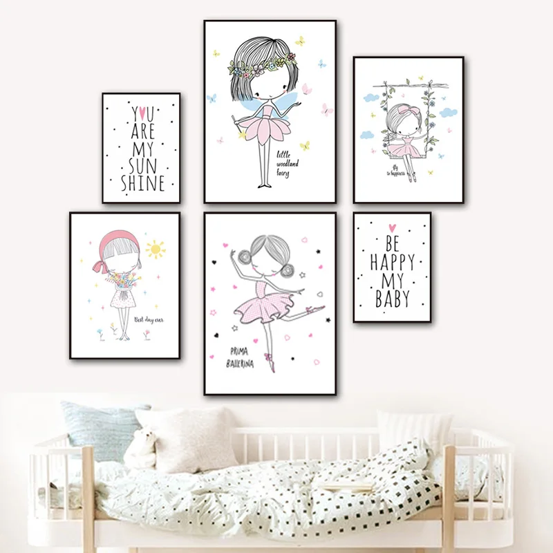 

Watercolor Poster Nursery Prints Fairy Canvas Painting For Baby Room Kids Canvas Art Decor Wall Pictures Wall Art Print Unframed