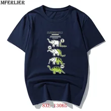 MFERLIER, Мужская забавная футболка размера плюс, большой, 5XL, 7XL, 8XL, летние хлопковые футболки, короткий рукав, слон, животные, темно-синие, креативные топы 54