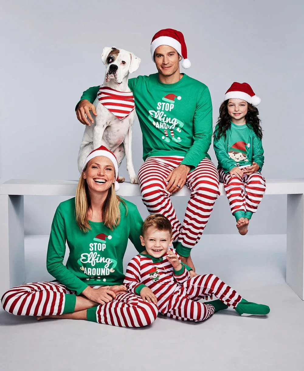Семейный пижамный комплект; Рождественская праздничная одежда; Пижамный комплект для взрослых и детей; хлопковый Детский комбинезон; одежда для сна; рождественские Семейные комплекты