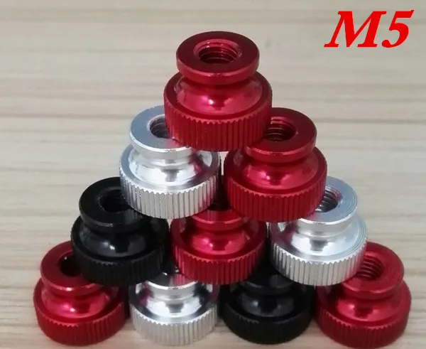 

20PCS M5 colourful aluminum knurled step hand nut (red , black or sliver)