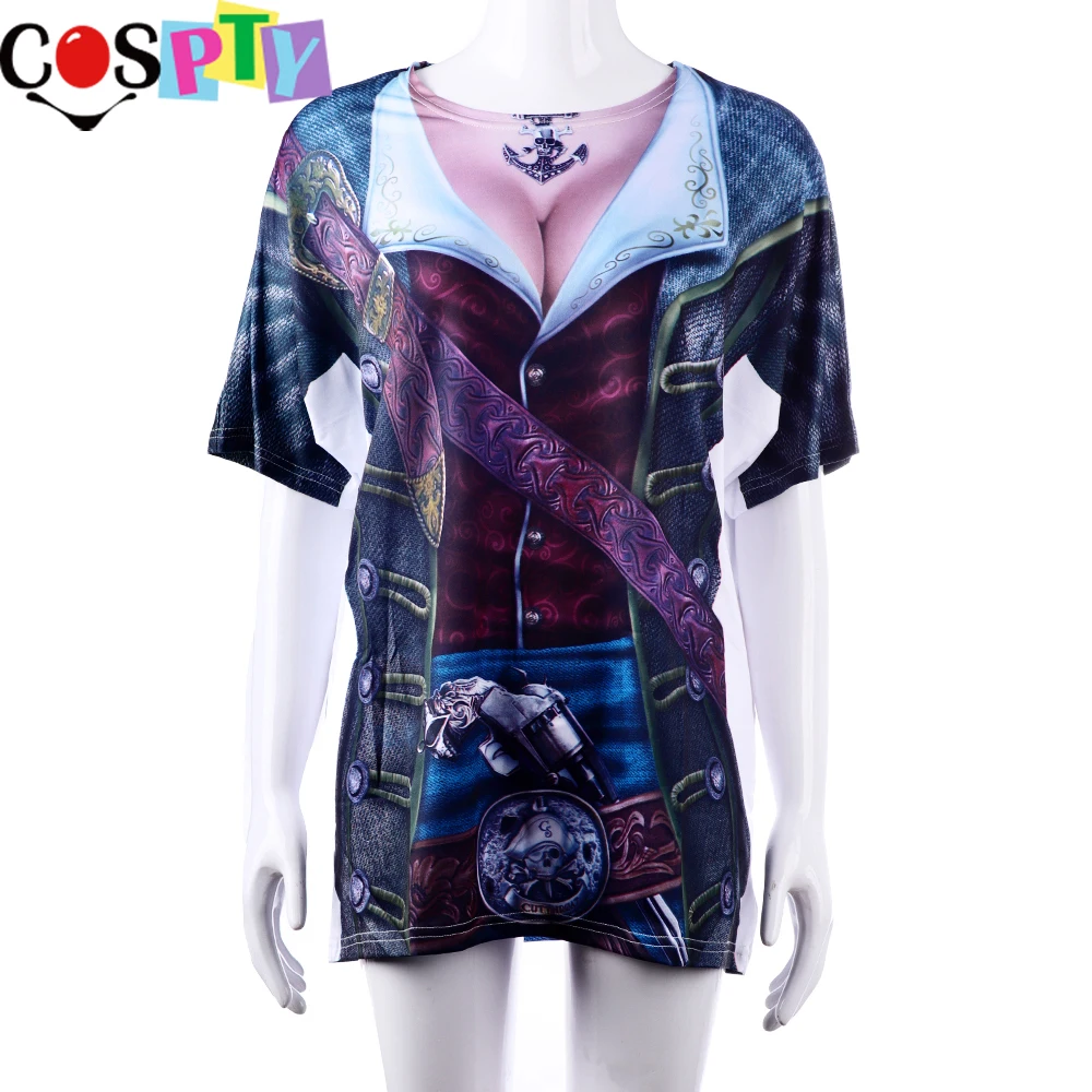

Cospty Halloween Men and Women Steampunk Cosplay Costume Top Printed 3D Adult Funny Punk T Shirt