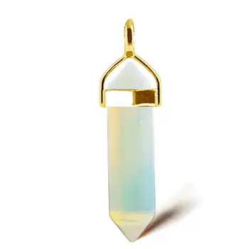 

Opal Quartz Point Pendant Charm Diy Stone Jewelry Accessories Gold Hexagonal Healing Reiki Chakra Jewelry Findings 2017 New