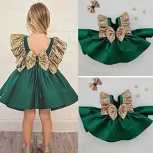 FOCUSNORM/Детское платье для маленьких девочек платье-пачка без рукавов с блестками и бантом платье принцессы для свадебной вечеринки