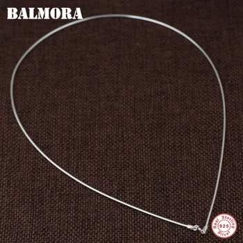

BALMORA Real 925 Sterling Silver Simple Retro Chokers Chain Necklaces for Women Men 16&18 inch Pendant Accessories Bijoux