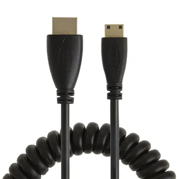 

Mini HDMI to HDMI, CableCreation 1-4 Feet Coiled 90 Degree Left Angle Mini HDMI to HDMI Cable, Support 1080P Full HD, 3D