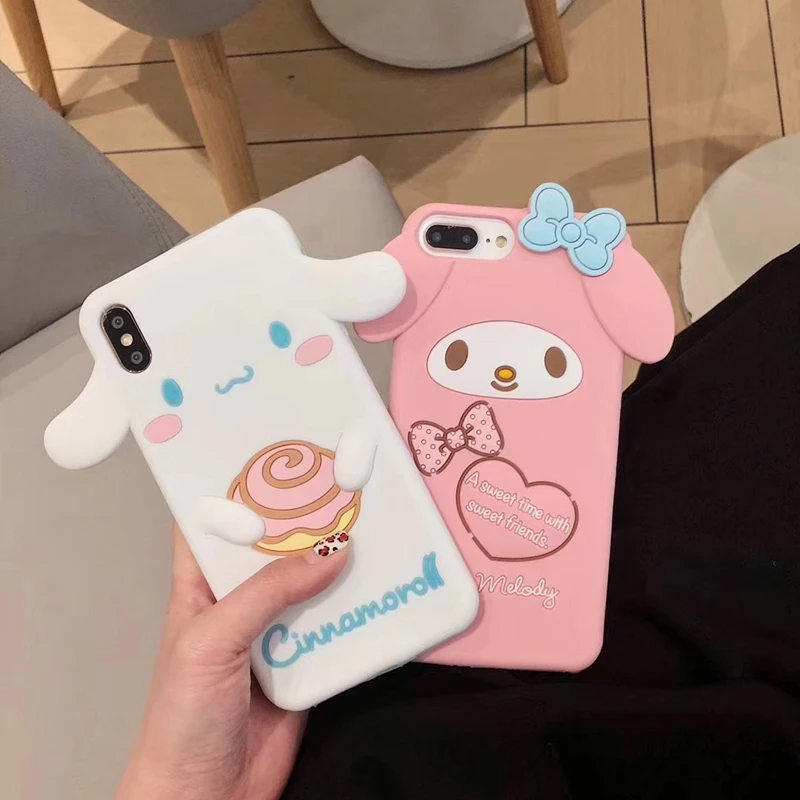 Роскошный 3D японский милый мультфильм Мелодия Cinnamoroll силиконовый чехол для телефона для iphone 6 6s 7 8 plus X XR XS MAX girl coque