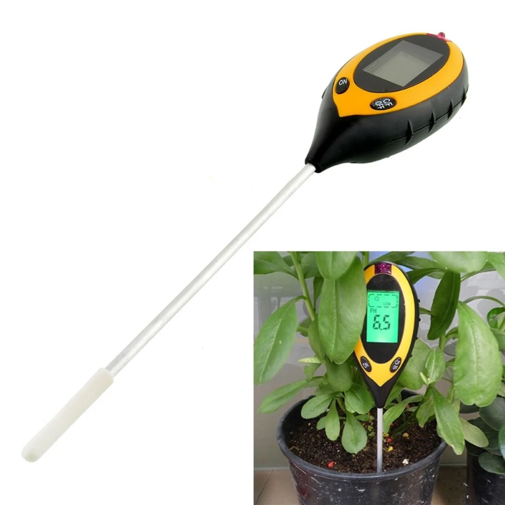 Профессиональный 4 в 1 ЖК-рН-метр садовый тестер почвы цифровой измеритель температуры солнечного света измеритель влажности садовый инструмент