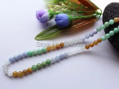

huij 002802 GOLDSUNJADE Icy Four-color Jadeite Bead (8mm) Necklace