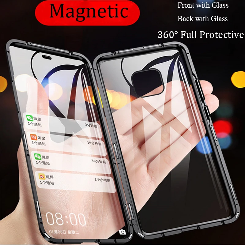 

For Huawei P30 Pro Case p30pro 360 Front+Back double-sided Tempered Glass Case for Huawei Mate 20 Pro Magnetic Metal Cover