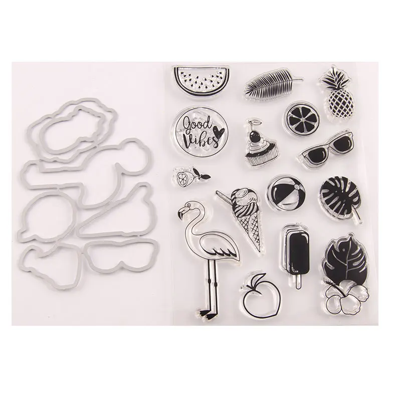 

Ice cream/Fruits/Cake Clear Stamp and Metal Cutting Dies Seal for DIY Scrapbooking photo album Card Making Decoration Supplies