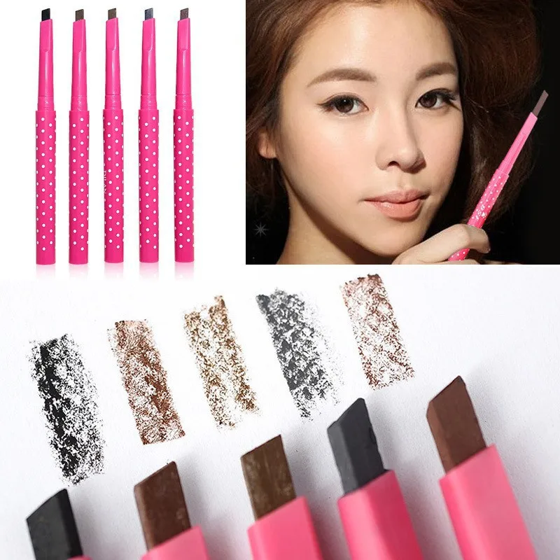 

GUJHUI Pro Women Lady Waterproof Brown Eyebrow Pencil Eye Brow Liner Pen Powder Makeup Tool with stencil