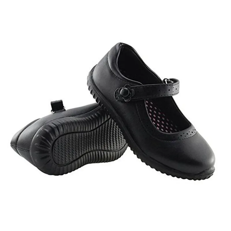JABASIC Girls School Shoes 2019 Autumn Students Soft Leather Princess Party Girls Shoes Casual Breathable Solid Hook Loop Shoes