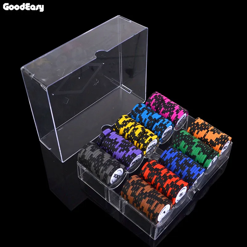 

100/200pcs/set Casino Clay Wheat Poker Chip Set High Qulaity Cheap Set with Acrylic Tray