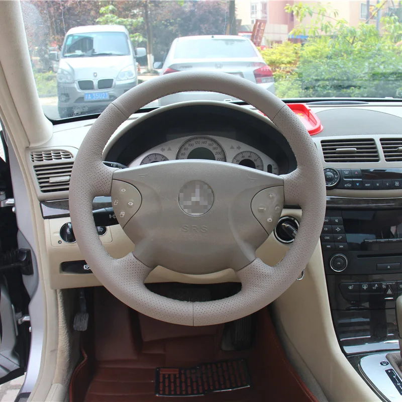 Новый Противоскользящий белый кожаный чехол на руль для Benz E240 E Class|steering wheel