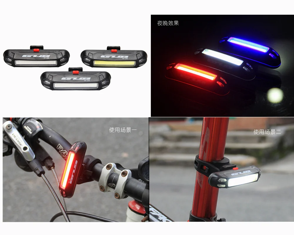 Cheap GUB M-38 Newest Bicycle USB Rechargeable LED Light Bike Front / Rear Light Outdoor Cycling Warning Lamp Night Safety Taillight 1