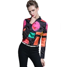 2017 Women Blouses Shirts Long Sleeve Fashion Print Tops Work wear Geometric Female Blusas Femininas S-XXL Female Clothes