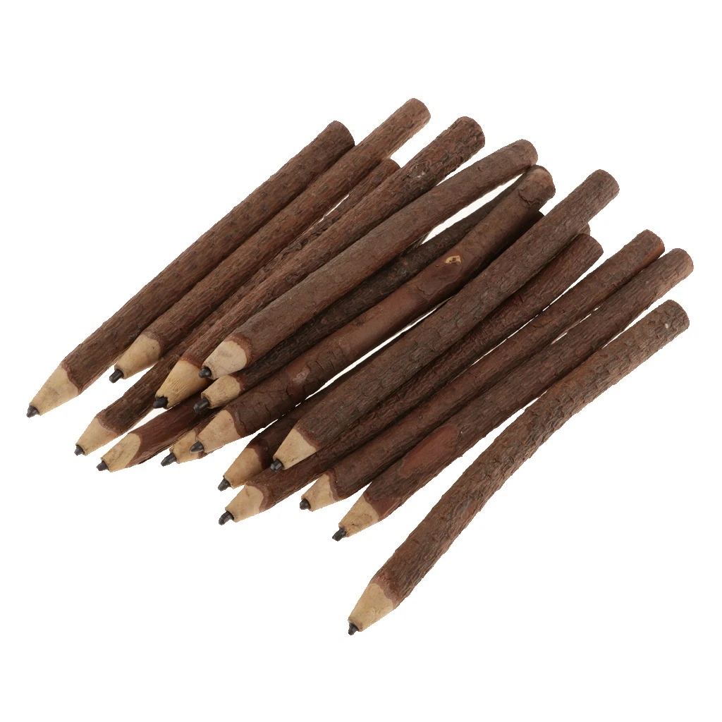 15pcs Shabby Chic Wooden Pencil Branch and Twig Graphite Pencil Crafts Writing Tool Decorative Stationery Novelty Gift 