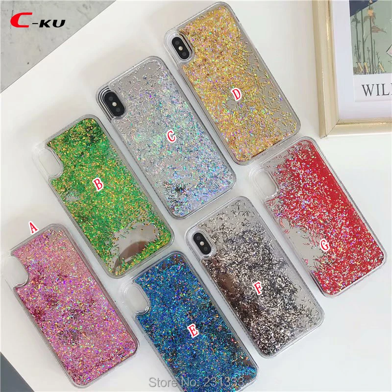 Excellent C-ku Diamond Bling Liquid Quicksand Glitter TPU Electroplate Hard Case For Iphone X 8 7 PLUS 6 6S 7PLUS Skin Cover Luxury 100pcs 0