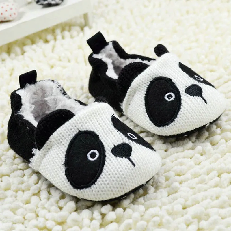  Toddler Boy Girls Warm Bootee Crochet Knit Shoes Newborn Fleece Panda Crib Shoes
