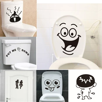 

Funny Smile Toilet Wall Stickers Bathroom Home Decor Waterproof Wall Decals Vinyl Decorative Mural Art Diy Posters