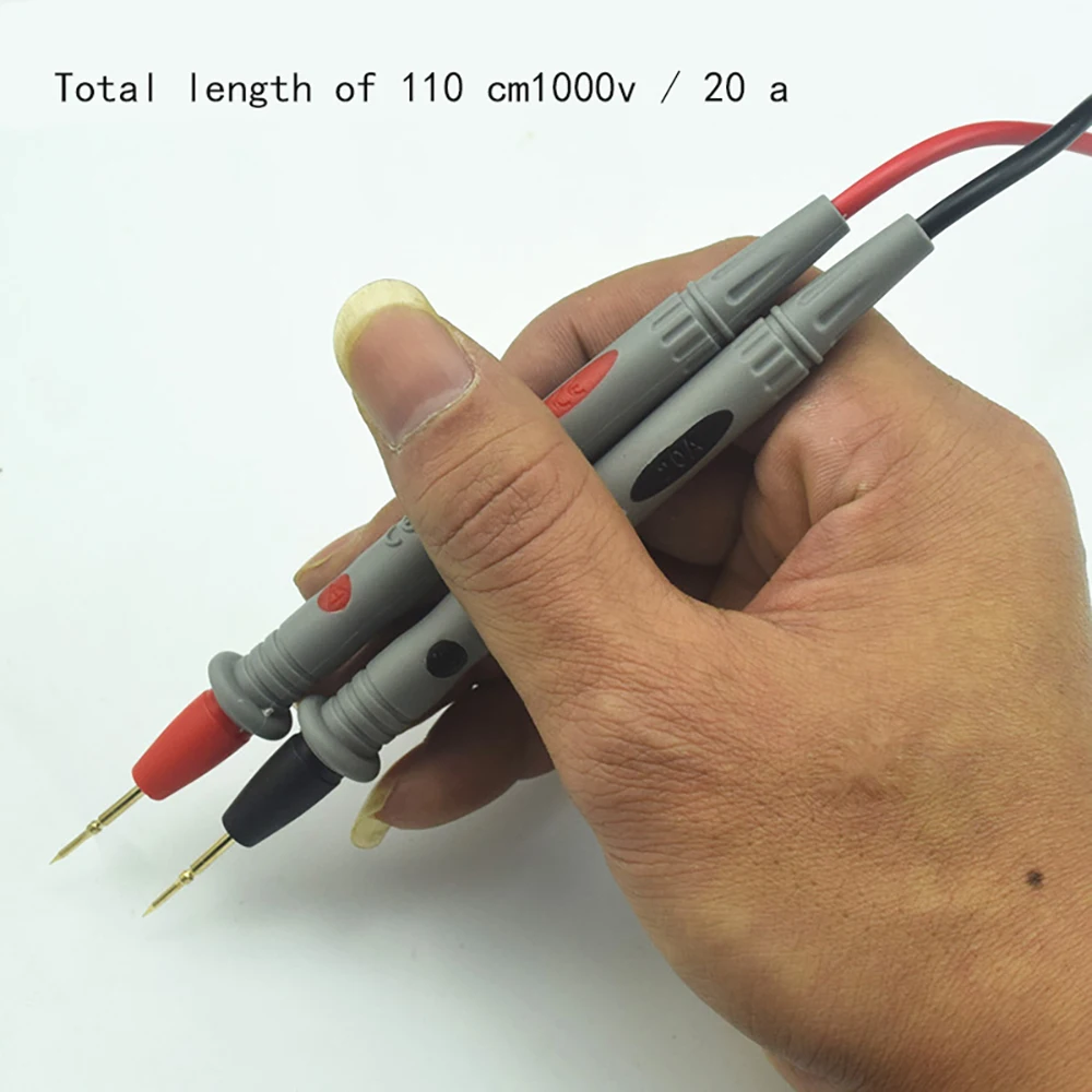 20A позолоченный силиконовый провод для цифрового мультиметра, ультра заостренный медный зажим аллигатора, набор, красный и черный, 1000 В, 110 см