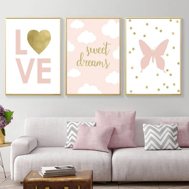 Aliexpress Com Nursery Art Canvas Painting Love Balloons Kids Nursery Art Canvas Painting Love Balloons Kids Baby Room Wall Decor Clouds Gold Sweet Dreams Print