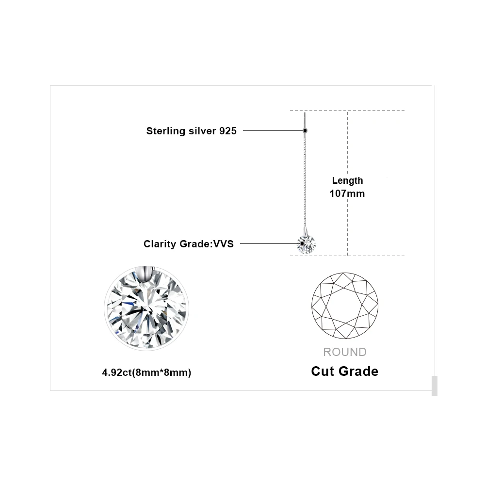 JewelryPalace Круглый Мода 8 мм 5.0ct связанные серьги из натуральной 925 пробы серебро