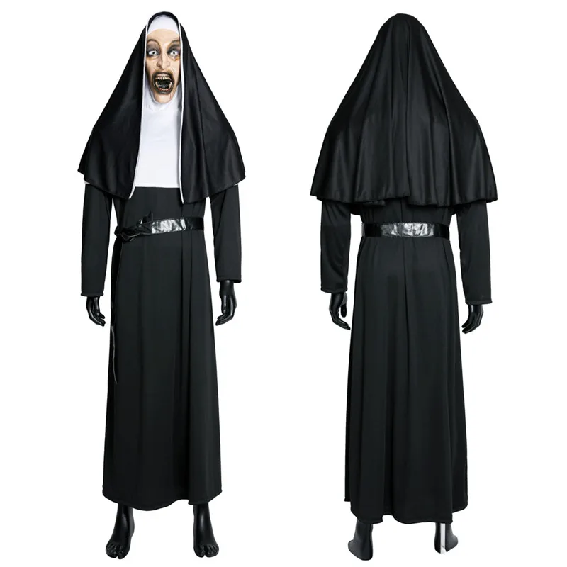 

2018 The Nun Horror Mask Cosplay Valak Scary Masks with Headscarf Veil Hood Full Face Mask Horror Halloween Costume DropShipping
