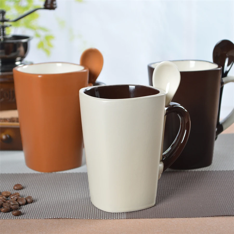 

Square White Ceramic Mug Cup Gift Creative Goods Fincan Porcelain Drinkware Copo Brief Eco-friendly Mugs Cup Stocked DDQ149