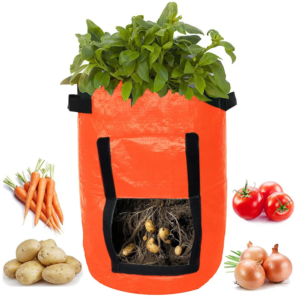 

ISHOWTIENDA DIY Potato Grow Planter Vegetable Plant Grow Bag PE Cloth Planting Container Bag Thicken Garden Pot 1pcs