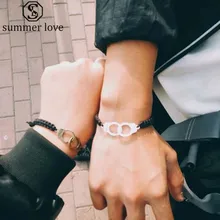 Специальный надпись FREEDOM женский браслет наручники ручной работы черный плетеный браслет пара влюбленных подарок на день Святого Валентина ювелирные изделия