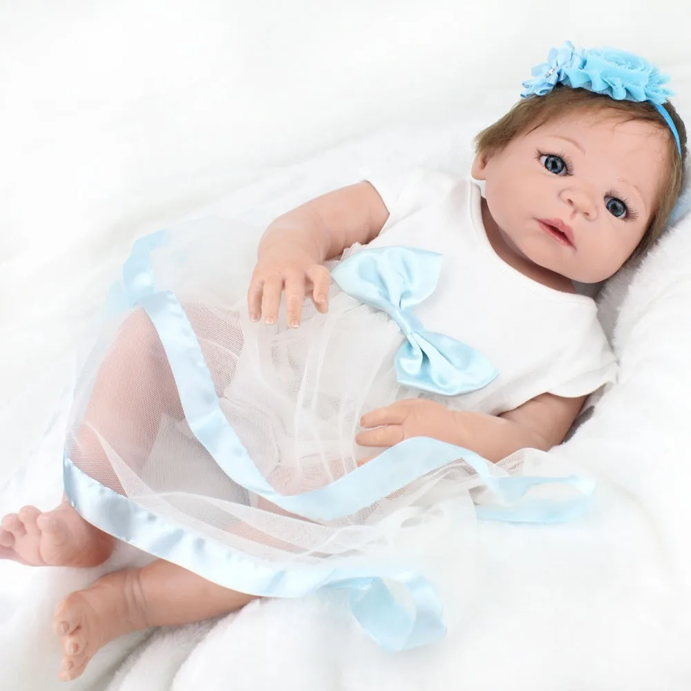 Новый 22 дюймов реалистичные reborn младенцев полный средства ухода за кожей силиконовые куклы голубые глаза Best детский подарок Bonecas