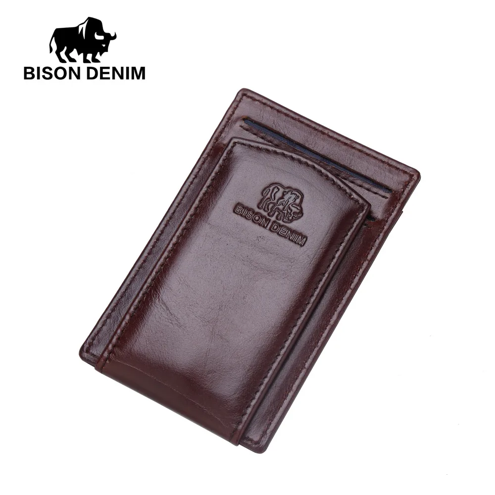 0 : Buy BISON DENIM genuine Leather Wallet Men High quality purses Brand Money clip ...