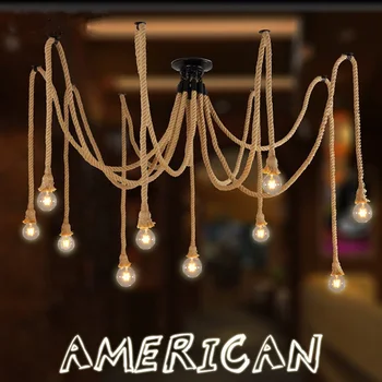 

LED rope hanging lights loft chandelier restaurant suspended lamps living room lighting fixtures Cafe deco suspension luminaires