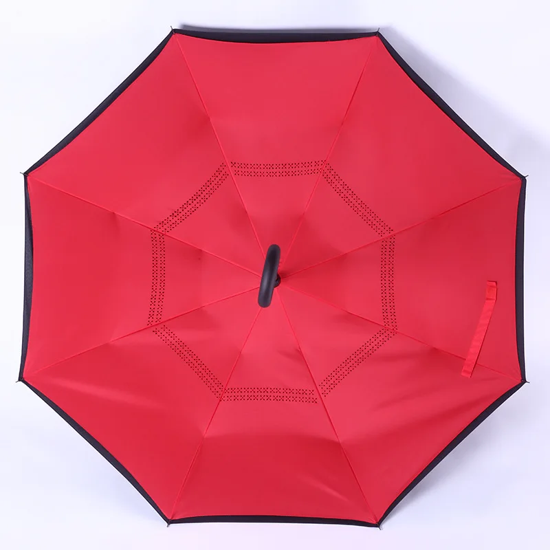 Ветрозащитный складной двухслойный перевернутый Зонт Chuva с защитой от дождя, С-крючком для автомобиля - Цвет: 3