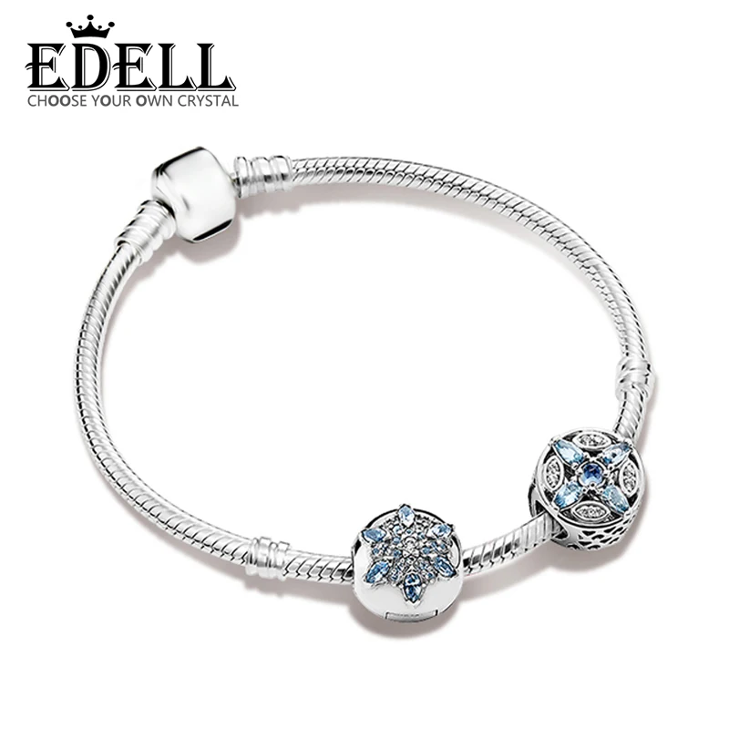 

EDELL 100% 925 Sterling Silver ZT0165 Ice Crystal Winter Stars Snowflake Strings Bracelet Set Original Womens Jewelry Collection