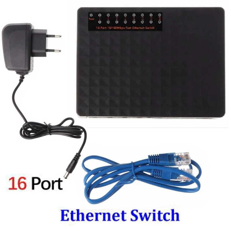 16 Порты быстродействующий коммутатор для интернет-сети 100 Мбит/с переключатель Hub Ethernet 5 порт LAN концентратор для настольных ПК полный или